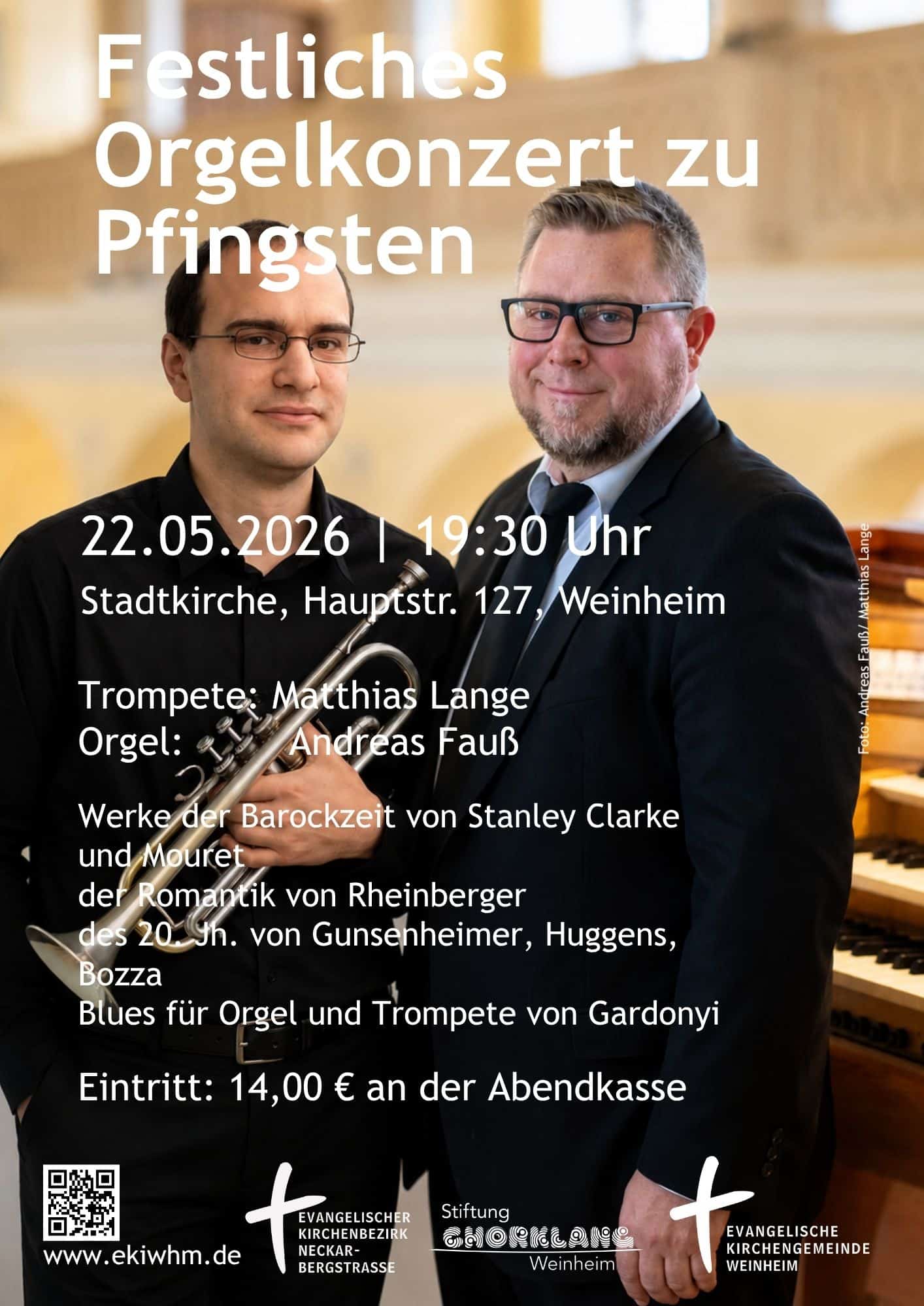 Plakat Orgelkonzert mit Trompete zu Pfingsten